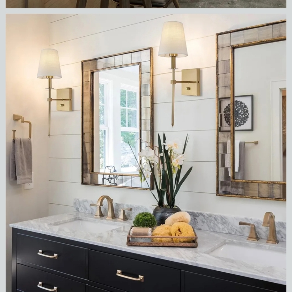 Dimmable Wall Sconces Set of 2, Gold Bathroom Vanity Lighting Fixtures, Modern